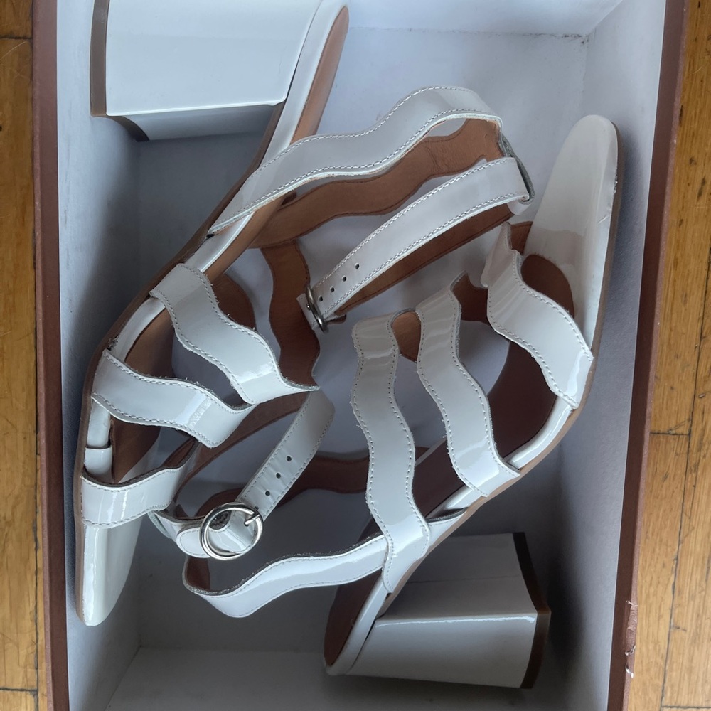 Maguire Rimini Patent White Block Heel Size 40